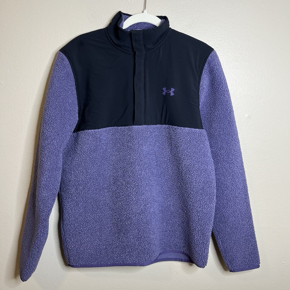 Under Armour Golf Men's Fleece 1/4 Snap Pullover Jacket M Sherpa Gorpcore Sweat - Picture 2 of 6